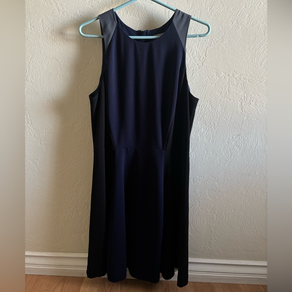 Banana Republic Navy and Gray Midi Dress